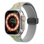 Rainbow Dots Silicone Magnetic Black Buckle Watch Band, For Apple Watch SE 2022 44mm, For Apple Watch 7 41mm, For Apple Watch 7 45mm, For Apple Watch SE 40mm