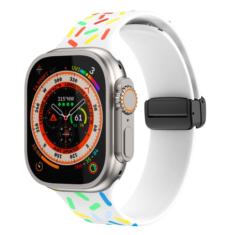 彩虹點矽膠磁吸黑色錶扣錶帶，適用於 Apple Watch 38mm