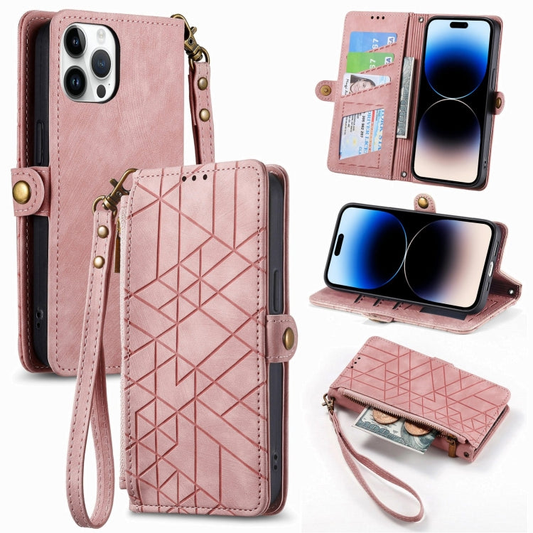幾何拉鍊錢包側扣皮革手機殼，適用於 iPhone 14 Pro Max、iPhone 7 / 8 / SE 2022、iPhone 13 Pro Max、iPhone 13 Pro、iPhone 13、iPhone 12 / 12 Pro、iPhone 12 Pro Max、iPhone 11 Pro Max