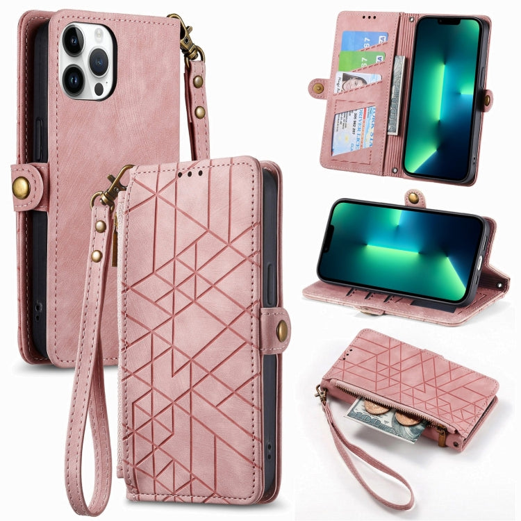 幾何拉鍊錢包側扣皮革手機殼，適用於 iPhone 14 Pro Max、iPhone 7 / 8 / SE 2022、iPhone 13 Pro Max、iPhone 13 Pro、iPhone 13、iPhone 12 / 12 Pro、iPhone 12 Pro Max、iPhone 11 Pro Max