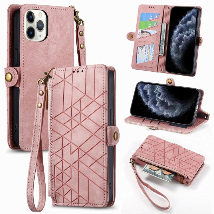 幾何拉鍊錢包側扣皮革手機殼，適用於 iPhone 11、iPhone 11 Pro、iPhone X / XS、iPhone XR、iPhone XS Max、iPhone 7 Plus / 8 Plus、iPhone 6 Plus / 6s Plus、iPhone 6 / 6s