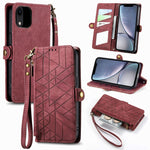 幾何拉鍊錢包側扣皮革手機殼，適用於 iPhone 11、iPhone 11 Pro、iPhone X / XS、iPhone XR、iPhone XS Max、iPhone 7 Plus / 8 Plus、iPhone 6 Plus / 6s Plus、iPhone 6 / 6s