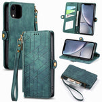 幾何拉鍊錢包側扣皮革手機殼，適用於 iPhone 11、iPhone 11 Pro、iPhone X / XS、iPhone XR、iPhone XS Max、iPhone 7 Plus / 8 Plus、iPhone 6 Plus / 6s Plus、iPhone 6 / 6s