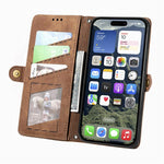 幾何拉鍊錢包側扣皮革手機殼，適用於 iPhone 17e / 16e、iPhone 17 Pro Max、iPhone 17 Pro、iPhone 17、iPhone Air、iPhone 16 Pro Max、iPhone 16 Pro、iPhone 16 Plus