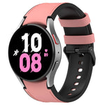 矽膠皮革黑色扣環錶帶，適用於 Samsung Galaxy Watch 6 Classic，Samsung Galaxy Watch 6