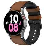 矽膠皮革黑色扣環錶帶，適用於 Samsung Galaxy Watch 6 Classic，Samsung Galaxy Watch 6