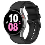 矽膠皮革黑色扣環錶帶，適用於 Samsung Galaxy Watch 6 Classic，Samsung Galaxy Watch 6