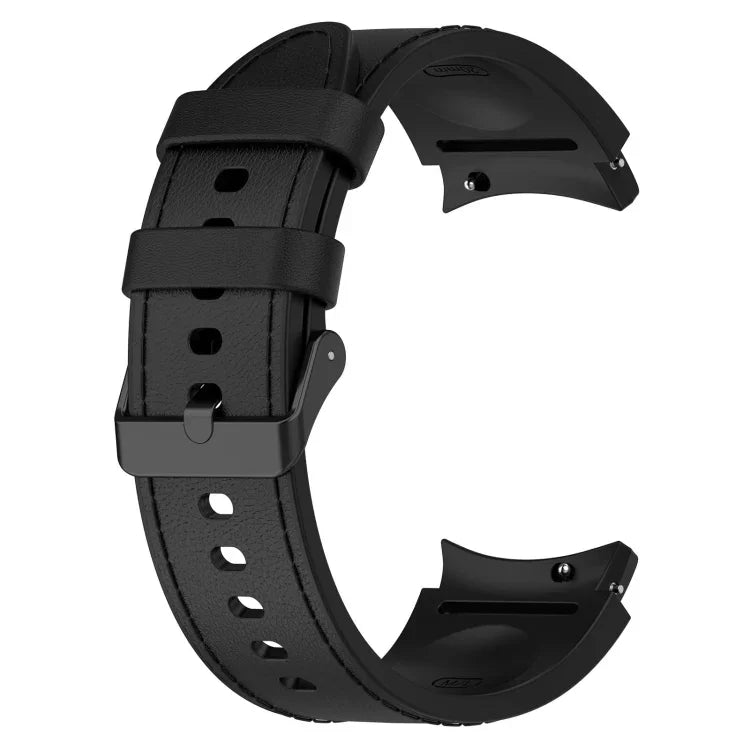 矽膠皮革黑色扣環錶帶，適用於 Samsung Galaxy Watch 6 Classic，Samsung Galaxy Watch 6