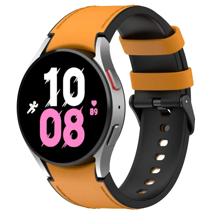 矽膠皮革黑色扣環錶帶，適用於 Samsung Galaxy Watch 6 Classic，Samsung Galaxy Watch 6