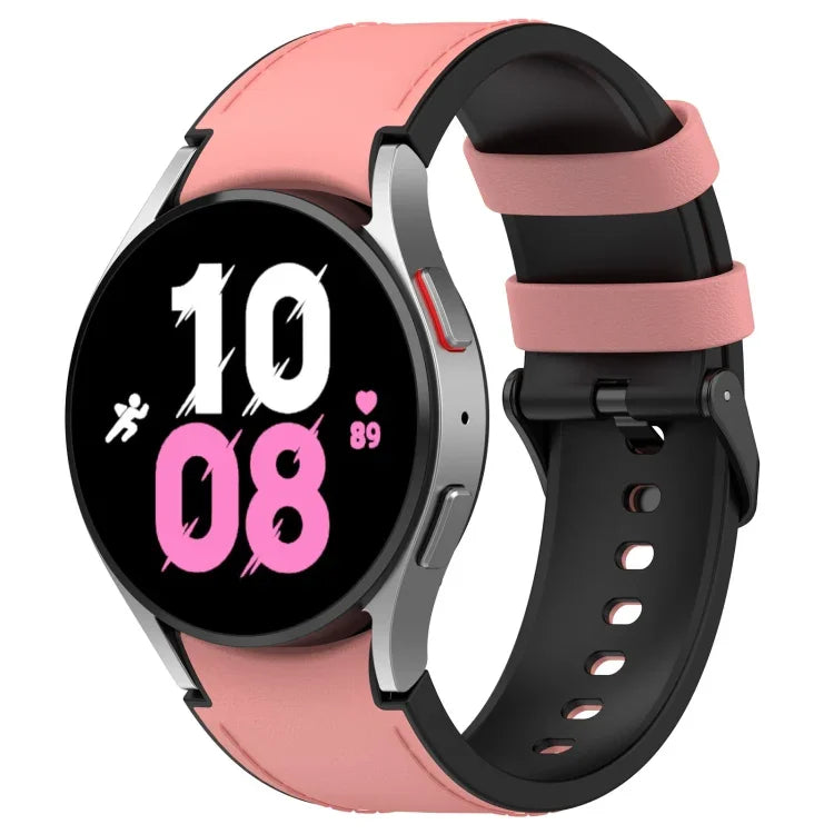 矽膠皮革黑色扣環錶帶，適用於 Samsung Galaxy Watch 6 Classic，Samsung Galaxy Watch 6