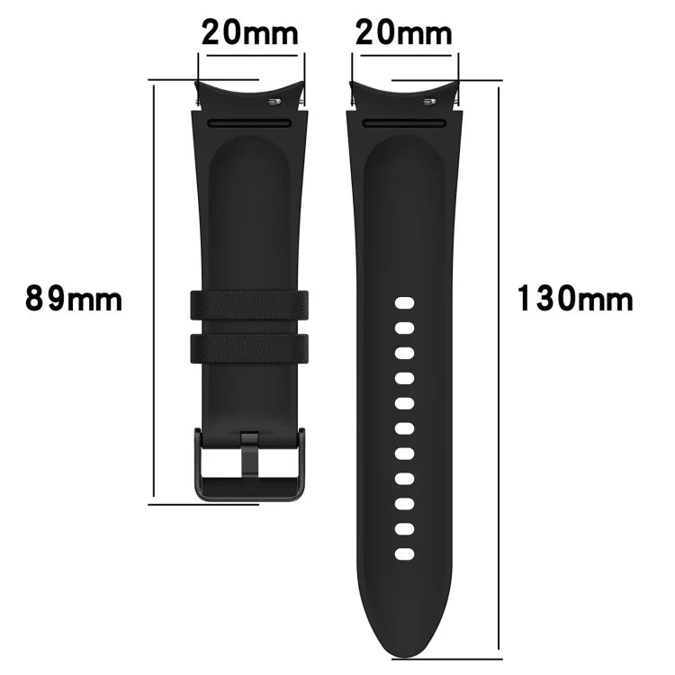 矽膠皮革黑色扣環錶帶，適用於 Samsung Galaxy Watch 6 Classic，Samsung Galaxy Watch 6