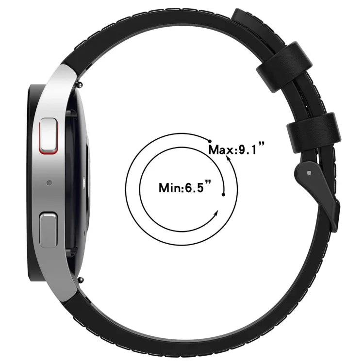 矽膠皮革黑色扣環錶帶，適用於 Samsung Galaxy Watch 6 Classic，Samsung Galaxy Watch 6