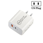 PD30W USB-C / Type-C + QC3.0 USB Dual Port Charger, EU Plug, US Plug, AU Plug