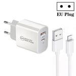 PD30W USB-C / Type-C + QC3.0 USB 雙埠充電器附 1米 USB 轉 8 Pin 數據線，歐規插頭，美規插頭，澳規插頭
