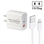 PD30W USB-C / Type-C + QC3.0 USB 雙埠充電器附 1米 USB 轉 8 Pin 數據線，歐規插頭，美規插頭，澳規插頭