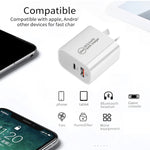 PD30W USB-C / Type-C + QC3.0 USB 雙埠充電器附 1米 USB 轉 8 Pin 數據線，歐規插頭，美規插頭，澳規插頭