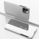 鍍膜鏡面橫翻皮革手機殼帶支架，適用於 iPhone 16 Pro、iPhone 16 Plus、iPhone 16、iPhone 15 Pro Max、iPhone 15 Pro、iPhone 15 Plus