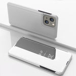 鍍膜鏡面橫翻皮革手機殼帶支架，適用於 iPhone 16 Pro、iPhone 16 Plus、iPhone 16、iPhone 15 Pro Max、iPhone 15 Pro、iPhone 15 Plus