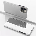 電鍍鏡面橫向翻蓋帶支架皮革手機殼，適用於iPhone 17e / 16e、iPhone 17 Pro Max、iPhone 17 Pro、iPhone 17、iPhone Air、iPhone 16 Pro Max