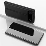 電鍍鏡面橫向翻蓋帶支架皮革手機殼，適用於iPhone 17e / 16e、iPhone 17 Pro Max、iPhone 17 Pro、iPhone 17、iPhone Air、iPhone 16 Pro Max
