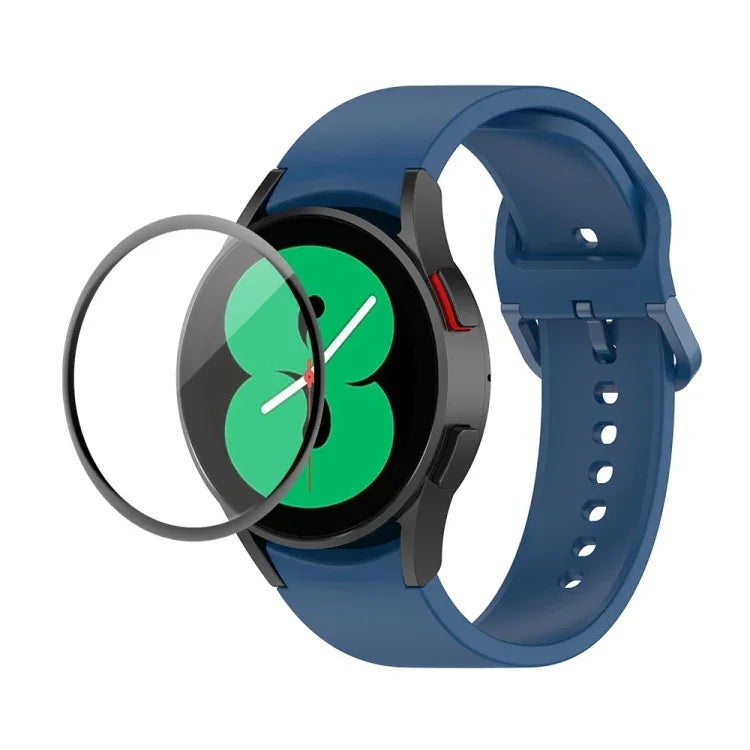 JUNSUNMAY Silicone Adjustable Strap + Full Coverage PMMA Screen Protector Kit, For Samsung Galaxy Watch5 40mm, For Samsung Galaxy Watch4 44mm, For Samsung Galaxy Watch4 40mm
