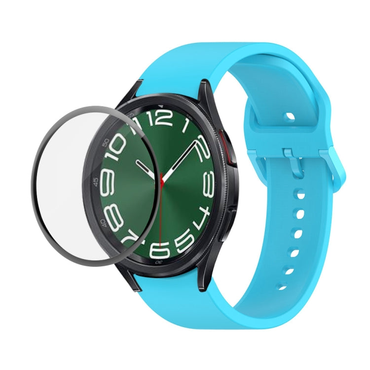 JUNSUNMAY 矽膠可調錶帶 + 全覆蓋 PMMA 螢幕保護套件，適用於 Samsung Galaxy Watch6 Classic 43mm、Samsung Galaxy Watch5 44mm、Samsung Galaxy Watch5 Pro 45mm