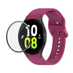 JUNSUNMAY 矽膠可調錶帶 + 全覆蓋 PMMA 螢幕保護套件，適用於 Samsung Galaxy Watch6 Classic 43mm、Samsung Galaxy Watch5 44mm、Samsung Galaxy Watch5 Pro 45mm