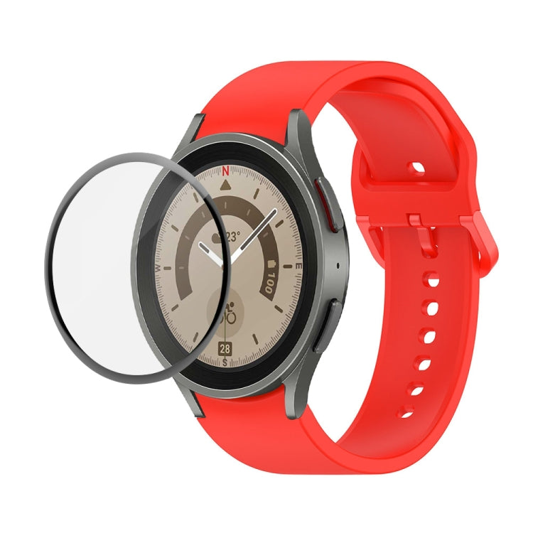 JUNSUNMAY 矽膠可調錶帶 + 全覆蓋 PMMA 螢幕保護套件，適用於 Samsung Galaxy Watch6 Classic 43mm、Samsung Galaxy Watch5 44mm、Samsung Galaxy Watch5 Pro 45mm
