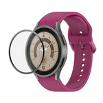 JUNSUNMAY 矽膠可調錶帶 + 全覆蓋 PMMA 螢幕保護套件，適用於 Samsung Galaxy Watch6 Classic 43mm、Samsung Galaxy Watch5 44mm、Samsung Galaxy Watch5 Pro 45mm
