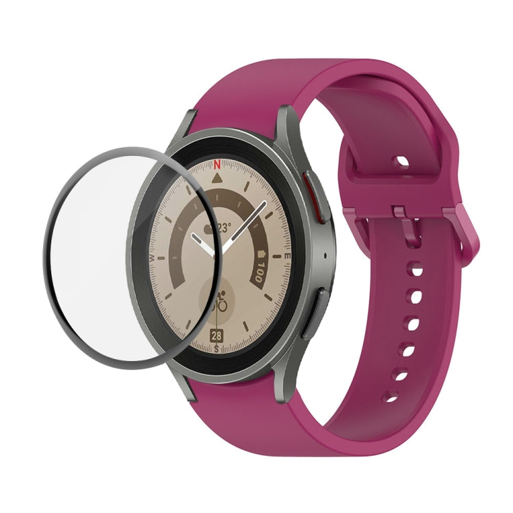 JUNSUNMAY 矽膠可調錶帶 + 全覆蓋 PMMA 螢幕保護套件，適用於 Samsung Galaxy Watch6 Classic 43mm、Samsung Galaxy Watch5 44mm、Samsung Galaxy Watch5 Pro 45mm