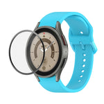 JUNSUNMAY 矽膠可調錶帶 + 全覆蓋 PMMA 螢幕保護套件，適用於 Samsung Galaxy Watch6 Classic 43mm、Samsung Galaxy Watch5 44mm、Samsung Galaxy Watch5 Pro 45mm