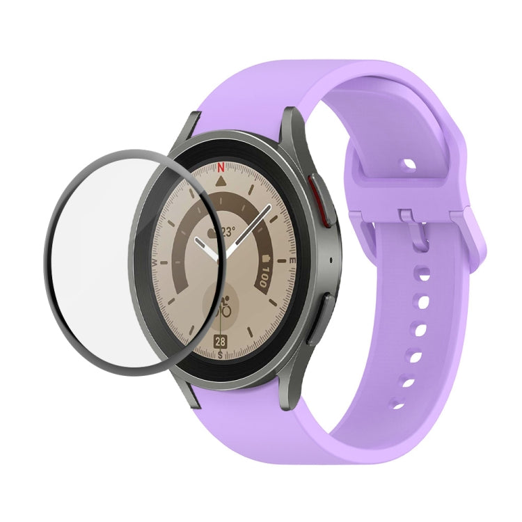JUNSUNMAY 矽膠可調錶帶 + 全覆蓋 PMMA 螢幕保護套件，適用於 Samsung Galaxy Watch6 Classic 43mm、Samsung Galaxy Watch5 44mm、Samsung Galaxy Watch5 Pro 45mm