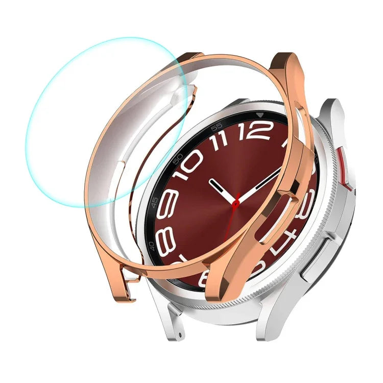 ENKAY Hat-Prince 電鍍軟 TPU 保護殼 + 0.2mm 9H 玻璃螢幕保護貼，適用於 Samsung Galaxy Watch6 Classic 47mm，適用於 Samsung Galaxy Watch6 Classic 43mm