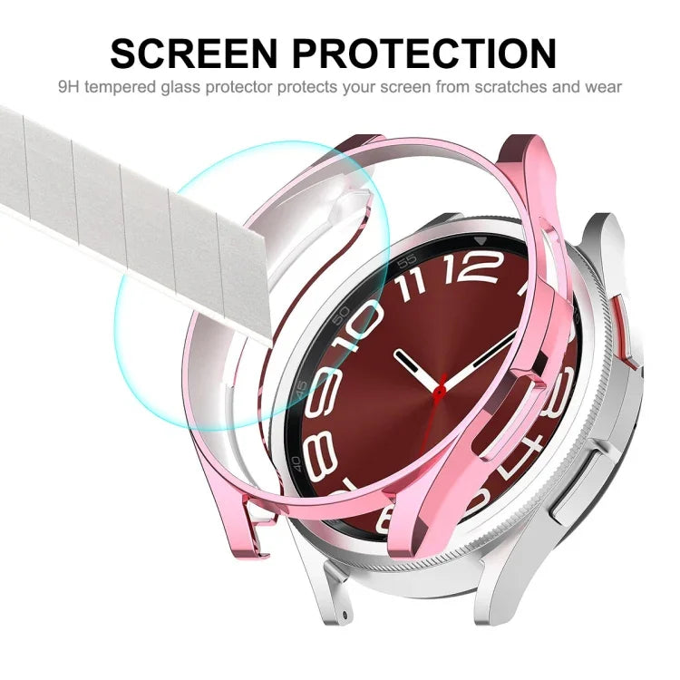 ENKAY Hat-Prince 電鍍軟 TPU 保護殼 + 0.2mm 9H 玻璃螢幕保護貼，適用於 Samsung Galaxy Watch6 Classic 47mm，適用於 Samsung Galaxy Watch6 Classic 43mm