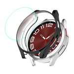 ENKAY Hat-Prince 電鍍軟 TPU 保護殼 + 0.2mm 9H 玻璃螢幕保護貼，適用於 Samsung Galaxy Watch6 Classic 47mm，適用於 Samsung Galaxy Watch6 Classic 43mm