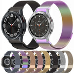 按鈕式米蘭磁性金屬錶帶，適用於 Samsung Galaxy Watch 6 Classic，適用於 Samsung Galaxy Watch5 / 5 Pro，適用於 Samsung Galaxy Watch4 / 4 Classic 46mm，適用於 Samsung Galaxy Watch3 41mm