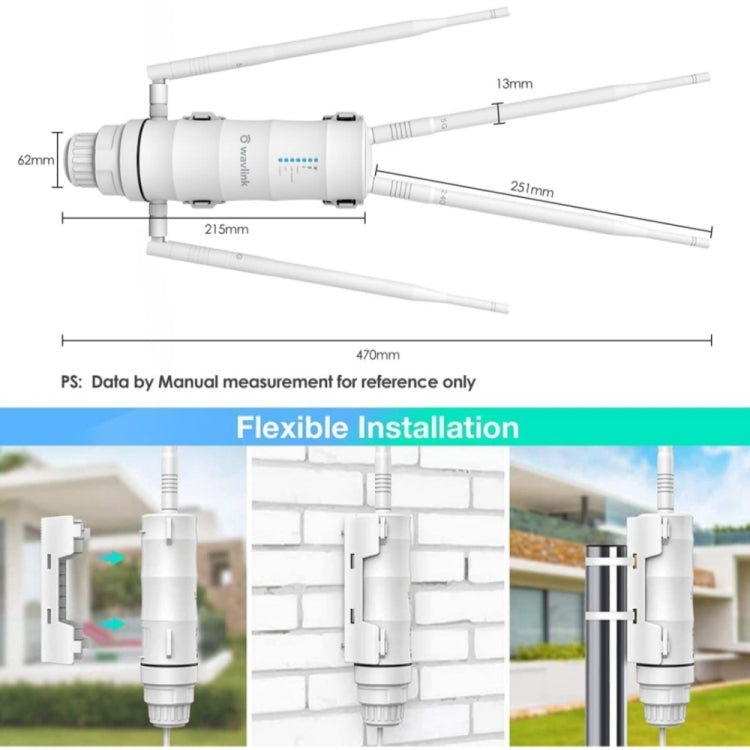WAVLINK WN572HP3 AC1200 雙頻防風雨無線路由器 戶外 WiFi 擴展器，美規插頭，歐規插頭，英規插頭，澳規插頭