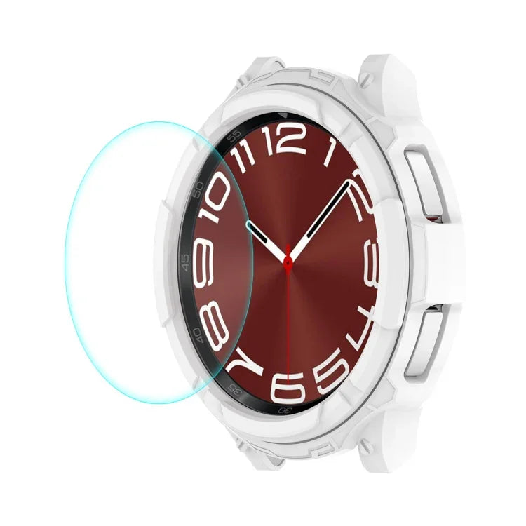 ENKAY Hat-Prince 2 合 1 TPU 盔甲錶殼 + 0.2mm 9H 鋼化玻璃螢幕保護貼，適用於 Samsung Galaxy Watch6 Classic 47mm，適用於 Samsung Galaxy Watch6 Classic 43mm