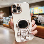 電鍍太空人支架手機殼，適用於iPhone 17e / 16e，適用於iPhone 17 Pro Max，適用於iPhone 17 Pro，適用於iPhone 17，適用於iPhone Air，適用於iPhone 16 Pro Max，適用於iPhone 16 Pro，適用於iPhone 16 Plus