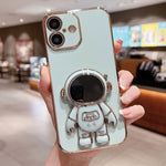 電鍍太空人支架手機殼，適用於iPhone 17e / 16e，適用於iPhone 17 Pro Max，適用於iPhone 17 Pro，適用於iPhone 17，適用於iPhone Air，適用於iPhone 16 Pro Max，適用於iPhone 16 Pro，適用於iPhone 16 Plus