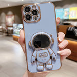 電鍍太空人支架手機殼，適用於iPhone 17e / 16e，適用於iPhone 17 Pro Max，適用於iPhone 17 Pro，適用於iPhone 17，適用於iPhone Air，適用於iPhone 16 Pro Max，適用於iPhone 16 Pro，適用於iPhone 16 Plus