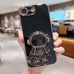 電鍍太空人支架手機殼，適用於iPhone 17e / 16e，適用於iPhone 17 Pro Max，適用於iPhone 17 Pro，適用於iPhone 17，適用於iPhone Air，適用於iPhone 16 Pro Max，適用於iPhone 16 Pro，適用於iPhone 16 Plus