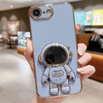 電鍍太空人支架手機殼，適用於iPhone 17e / 16e，適用於iPhone 17 Pro Max，適用於iPhone 17 Pro，適用於iPhone 17，適用於iPhone Air，適用於iPhone 16 Pro Max，適用於iPhone 16 Pro，適用於iPhone 16 Plus