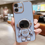 電鍍太空人支架手機殼，適用於iPhone 17e / 16e，適用於iPhone 17 Pro Max，適用於iPhone 17 Pro，適用於iPhone 17，適用於iPhone Air，適用於iPhone 16 Pro Max，適用於iPhone 16 Pro，適用於iPhone 16 Plus