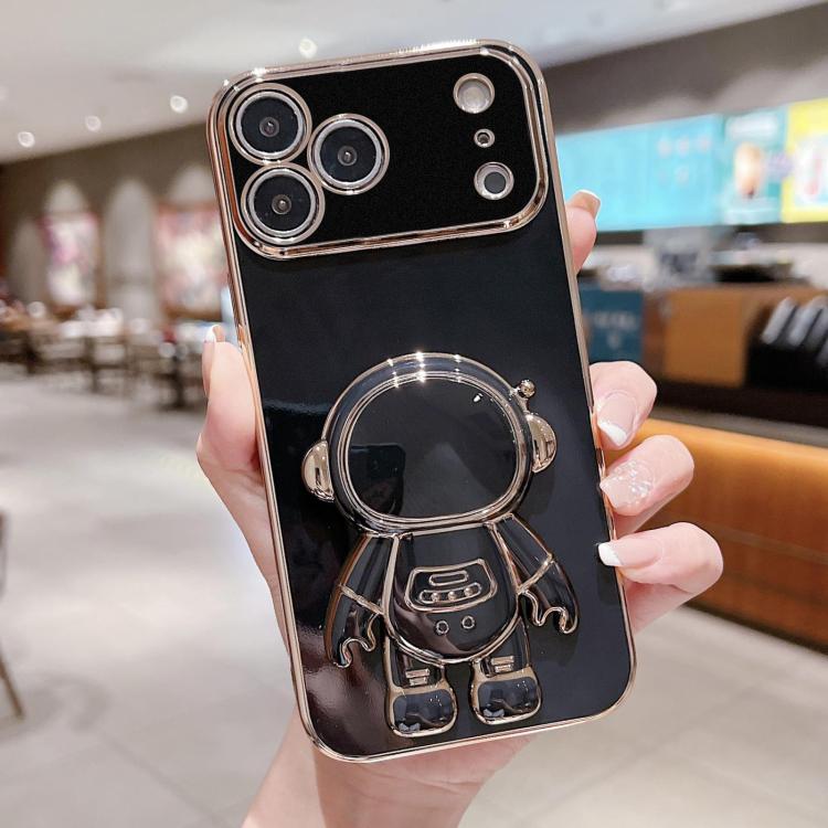 電鍍太空人支架手機殼，適用於iPhone 17e / 16e，適用於iPhone 17 Pro Max，適用於iPhone 17 Pro，適用於iPhone 17，適用於iPhone Air，適用於iPhone 16 Pro Max，適用於iPhone 16 Pro，適用於iPhone 16 Plus