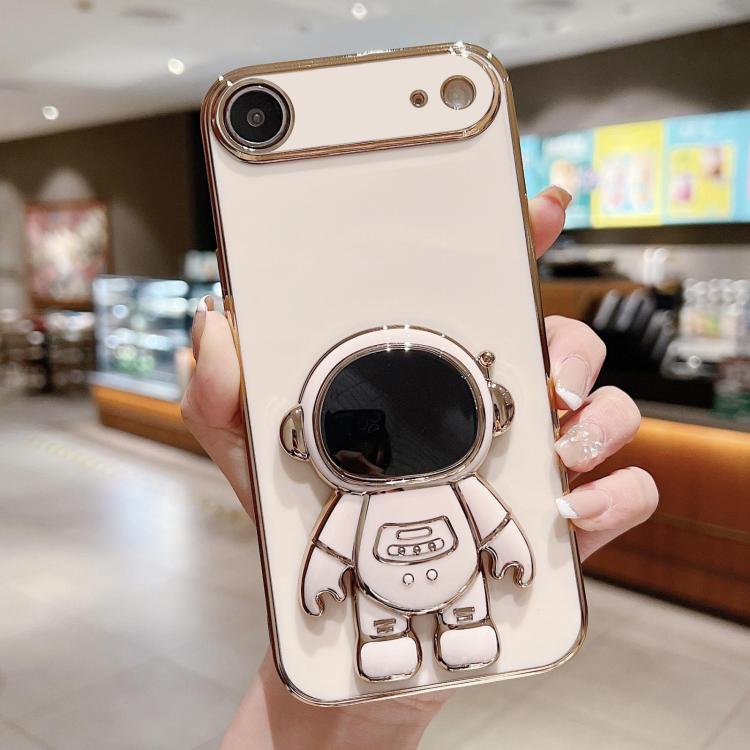 電鍍太空人支架手機殼，適用於iPhone 17e / 16e，適用於iPhone 17 Pro Max，適用於iPhone 17 Pro，適用於iPhone 17，適用於iPhone Air，適用於iPhone 16 Pro Max，適用於iPhone 16 Pro，適用於iPhone 16 Plus