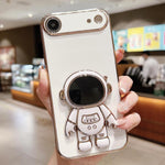 電鍍太空人支架手機殼，適用於iPhone 17e / 16e，適用於iPhone 17 Pro Max，適用於iPhone 17 Pro，適用於iPhone 17，適用於iPhone Air，適用於iPhone 16 Pro Max，適用於iPhone 16 Pro，適用於iPhone 16 Plus