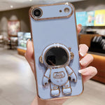 電鍍太空人支架手機殼，適用於iPhone 17e / 16e，適用於iPhone 17 Pro Max，適用於iPhone 17 Pro，適用於iPhone 17，適用於iPhone Air，適用於iPhone 16 Pro Max，適用於iPhone 16 Pro，適用於iPhone 16 Plus
