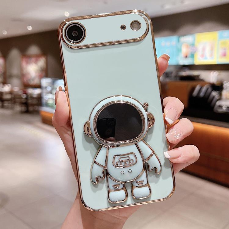 電鍍太空人支架手機殼，適用於iPhone 17e / 16e，適用於iPhone 17 Pro Max，適用於iPhone 17 Pro，適用於iPhone 17，適用於iPhone Air，適用於iPhone 16 Pro Max，適用於iPhone 16 Pro，適用於iPhone 16 Plus
