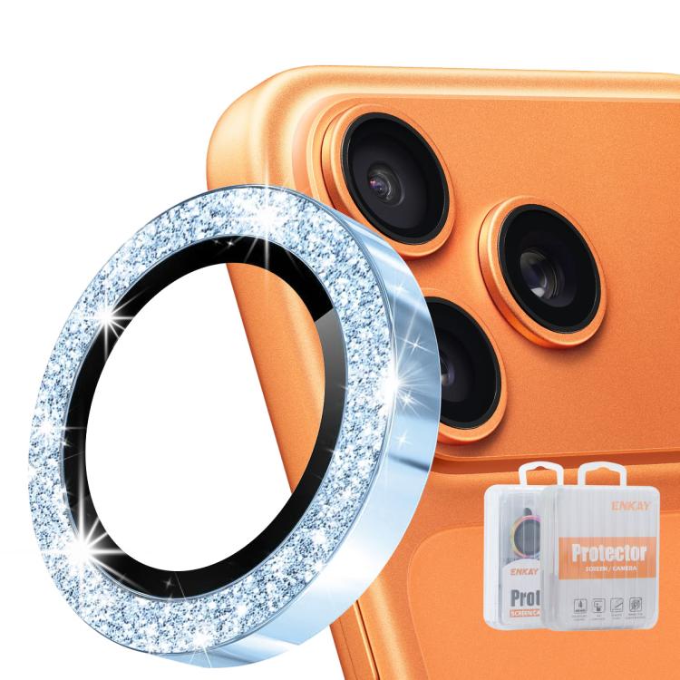 ENKAY Hat-Prince 閃粉後鏡頭鋁合金鋼化玻璃膜，適用於 iPhone 17 Pro / 17 Pro Max、iPhone 17、iPhone Air、iPhone 15 Pro / 15 Pro Max、iPhone 15 / 15 Plus